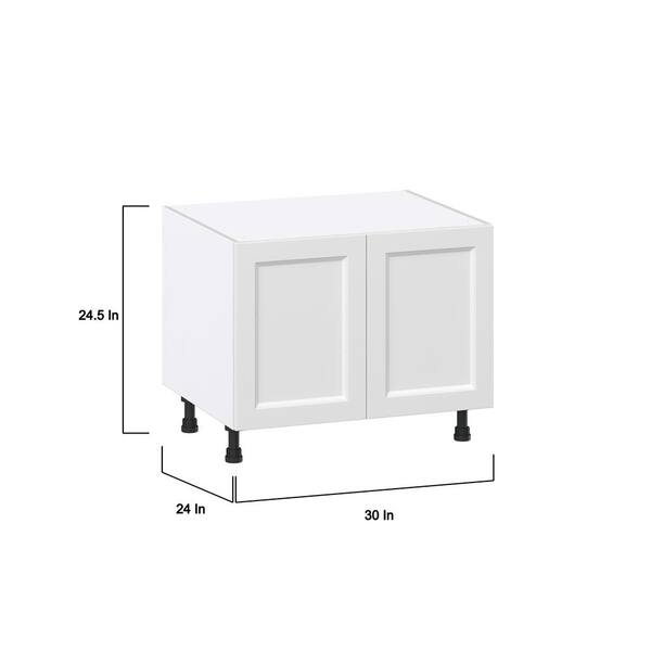 J COLLECTION Mancos Bright White Shaker Assembled Apron Front Sink Base Kitchen Cabinet (30 in. W x 24.5 in. H x 24 in. D)