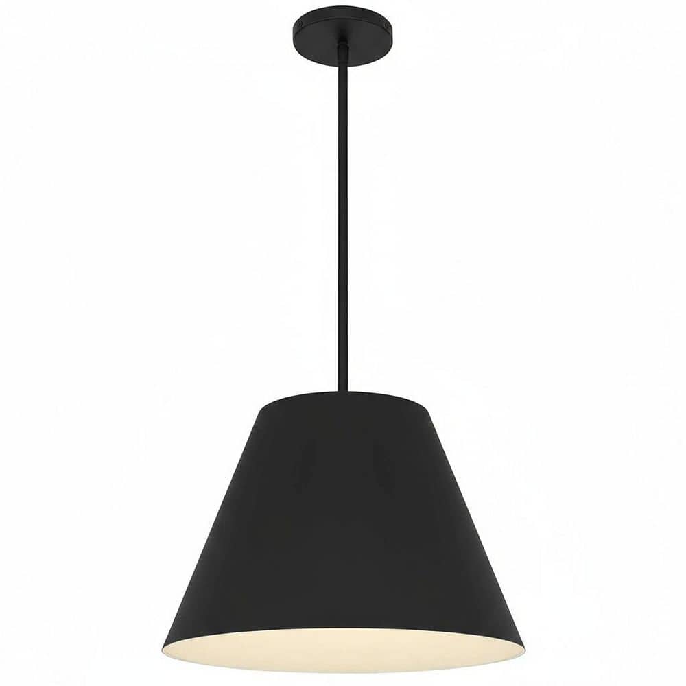 16 in. 1-Light Matte Black Integrated LED Pendant Light with Straight Tapered Cone Shade for Kitchen Island price history on PriceWatchPro
