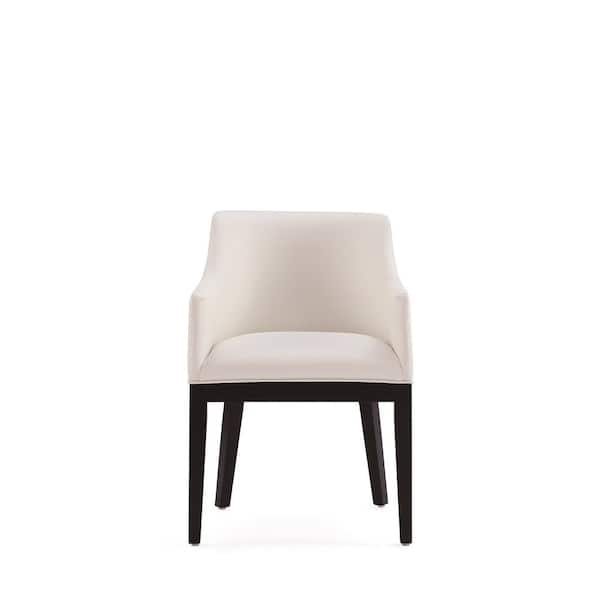 Gansevoort Modern Cream Faux Leather Upholstered Dining Armchair