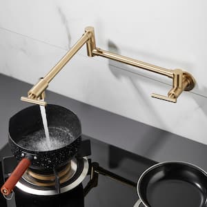 Stainless 2-Handle Wall Mounted Pot Filler in Gold
