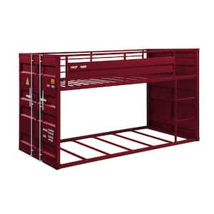 Cargo Red Over Twin Bunk Bed with Right Facing Front Ladder