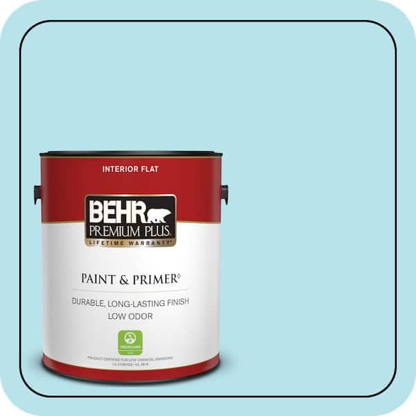 BEHR PREMIUM PLUS 1 gal. #P490-1 Ocean Front Flat Low Odor Interior Paint & Primer