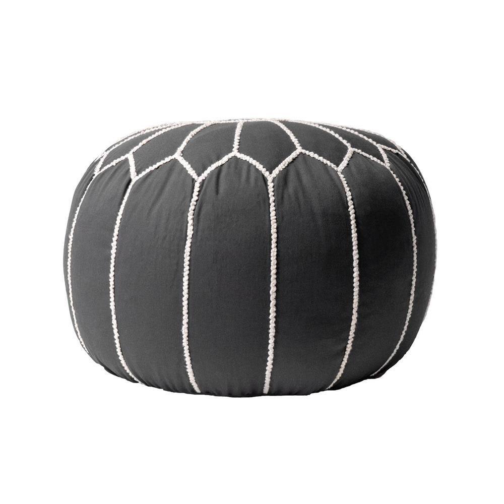 nuLOOM Classic Moroccan Cotton Ottoman Gray Round Pouf SVDW01B The