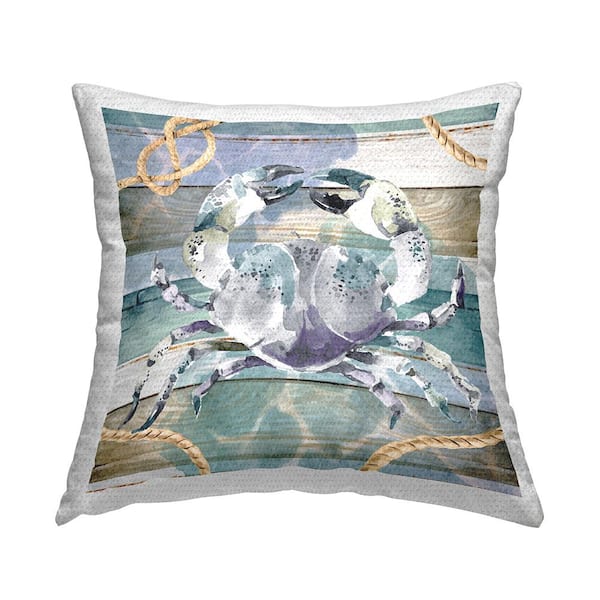 Stupell Industries Crab and Nautical Rope Green Square Outdoor Throw Pillow