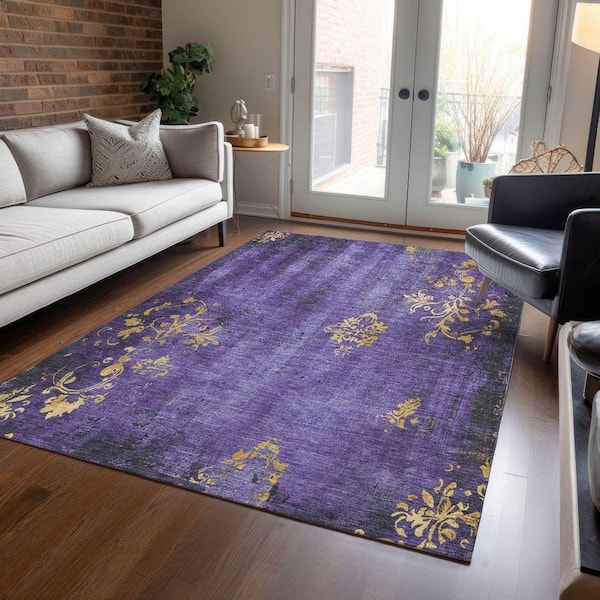 Chantille Machine Washable Indoor/Outdoor Abstract ACN1788 Purple 5 ft. x 7 ft. 6 in. Area Rug