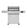 Monument Grills Denali 4-Burner Propane Gas Grill in Stainless with Clearview Lid, 3-Phase LED Controls and Side Burner D405