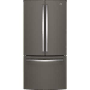 33 in. 18.6 cu. ft. Counter Depth Retro French Door Refrigerator in Slate with Child Lock, LED Light Type, Smudge-Proof