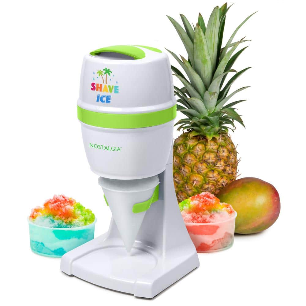 White and Green Stainless Steel Countertop Snow Cone Maker