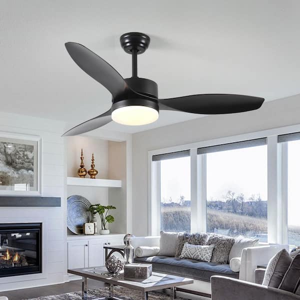 36 in. Matte Black and Brown Flush Mount Ceiling Fan without light, 3-Reversible Blades, 6-Speeds Reversible DC Motor