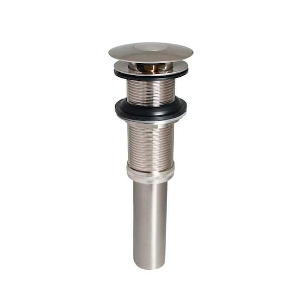 PF WaterWorks DecoDRAIN 2-in-1 Brass Sink Drain, Push (Open/Close), Umbrella (Open), w/o Overflow, 2.7" Cap, 1.6-2.2" Sink Hole, BN