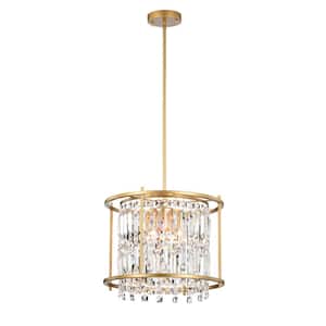 Joli 4-Light Gold Drum Chandelier for Kitchen Island, Dining/Living Room, Bedroom, Foyer, with No Bulbs Included