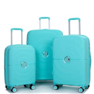 3-Piece Lake Blue Spinner Wheels, Rolling, Lockable Handle and Light Weight Expandable Luggage Set