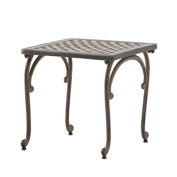 Zeus & Ruta 18 in. Square Brown Outdoor Patio Side Table for Outdoors, Garden, Lawn, Backyard (2-Pack)