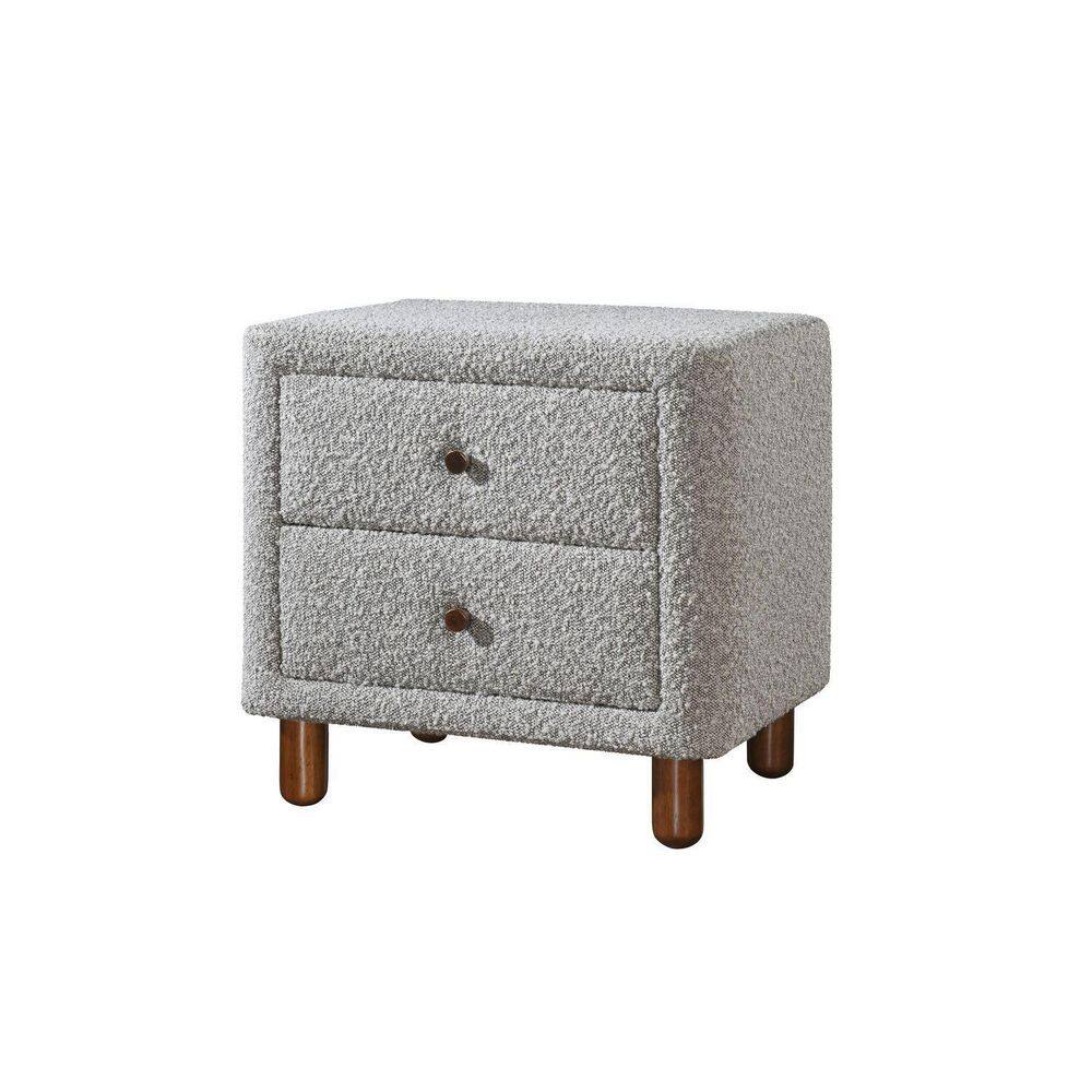 28 in. H Gray Finish with 2 Drawers and 28 in. W Nightstand