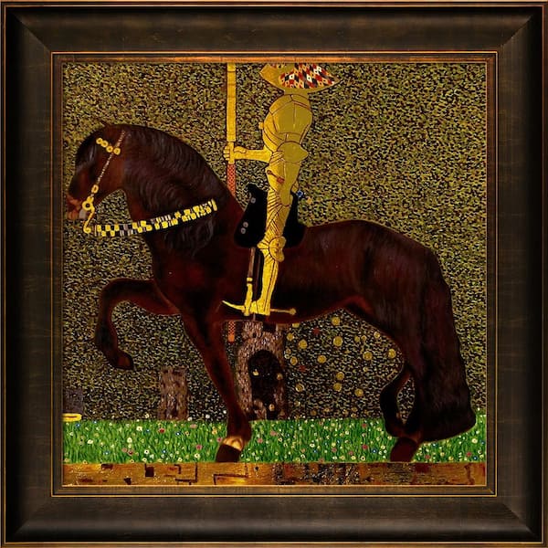 LA PASTICHE The Golden Knight (Luxury Line) by Gustav Klimt Veine D'Or Bronze Framed Animal Painting Art Print 30.5 in. x 30.5 in.