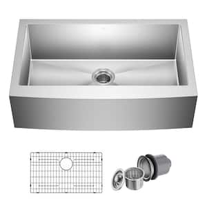 Kraus KHF203-33 33 Inch Farmhouse Apron Double Bowl Kitchen Sink – 16 Gauge Stainless Steel, 60/40 Split, With Grids & Strainer Included