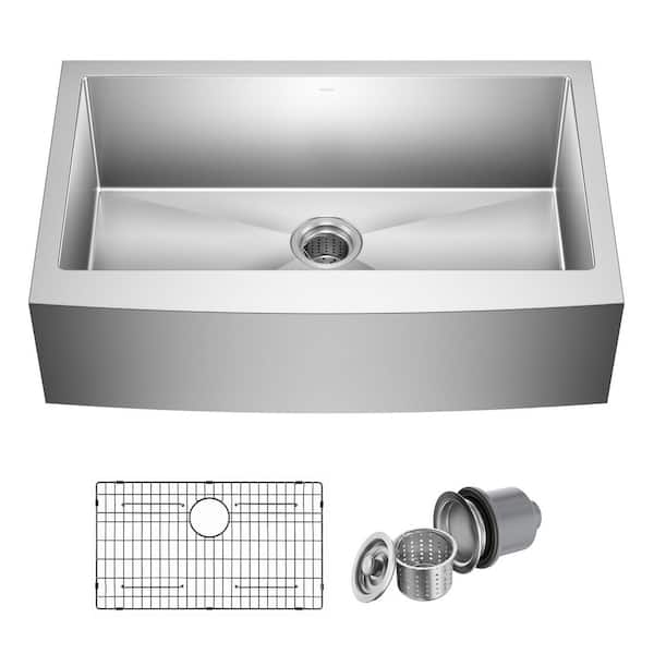 Standart PRO 33 in. Farmhouse/Apron-Front Single Bowl 16 Gauge Stainless Steel Kitchen Sink with Accessories