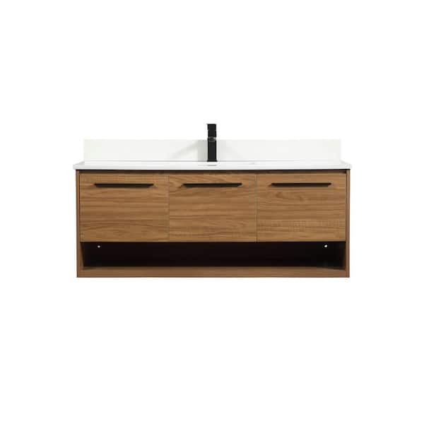 Unbranded Timeless Home 48 in. W x 18 in. D x 19.7 in. H Bath Vanity in Walnut Brown with Ivory White Top