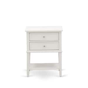 16 in. x 22 in. Wirebrushed Buttercream End Table Wood Laminate Top - Rectangle Night Stand with 2-Drawers for Bedroom
