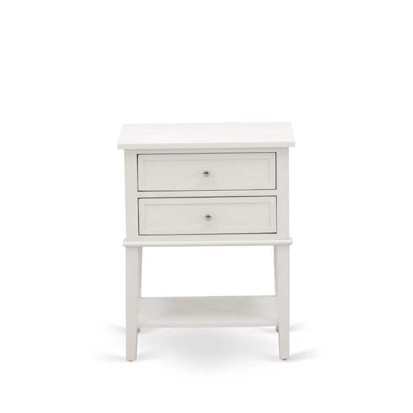 16 in. x 22 in. Wirebrushed Buttercream End Table Wood Laminate Top - Rectangle Night Stand with 2-Drawers for Bedroom