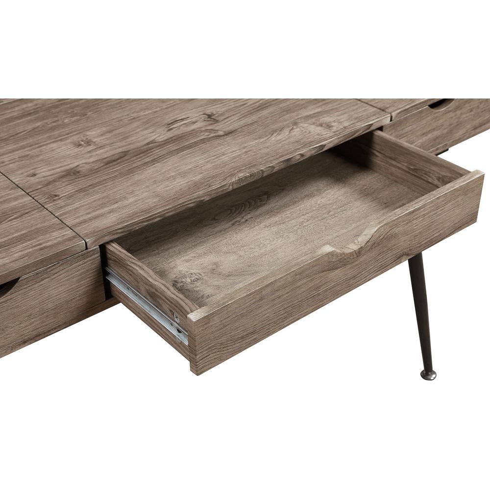 Transitional Rustic Driftwood Corner Home Office Desk with Drawer