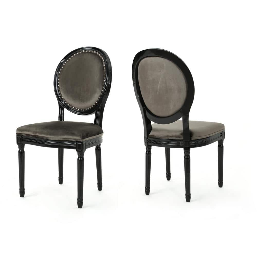 Noble House Leroy Grey Velvet Upholstered Dining Chair (Set Of 2) 14629 ...