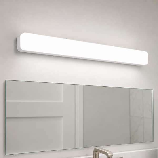 23.6 in. 1-Light Modern White Cylinder Integrated LED Bath Vanity Light Bar, Wall Fixture for Bathroom Mirror