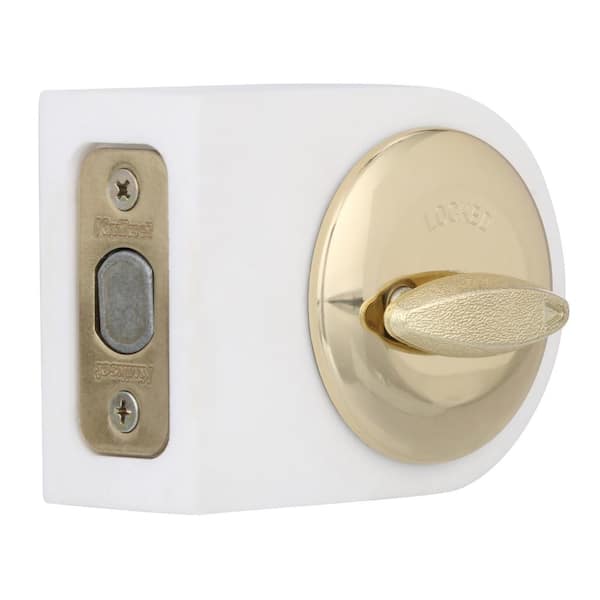 Kwikset 663 Polished Brass One-sided Keyless Deadbolt with