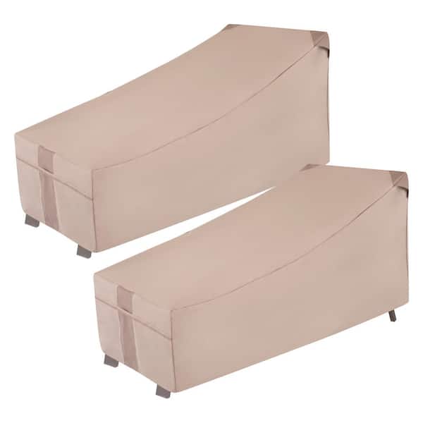 MODERN LEISURE 66 in. L x 35.5 in. W x 33 in. H, Beige Monterey Patio Day Chaise Lounge Cover, (2-Pack)