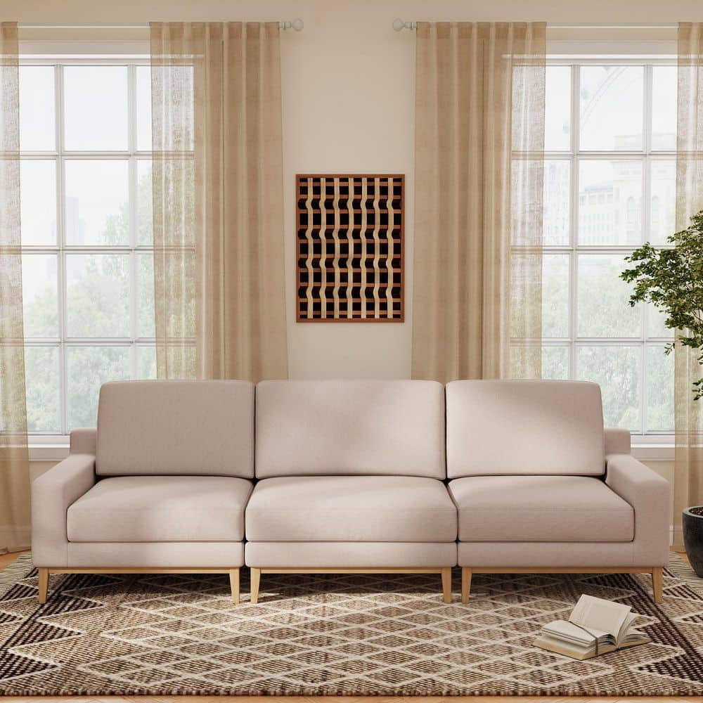 117 in. W Square Arm Polyester 3-piece Deep Seats Solid Wood Modular Sectional Sofa with Removable Covers in Khaki price history on PriceWatchPro
