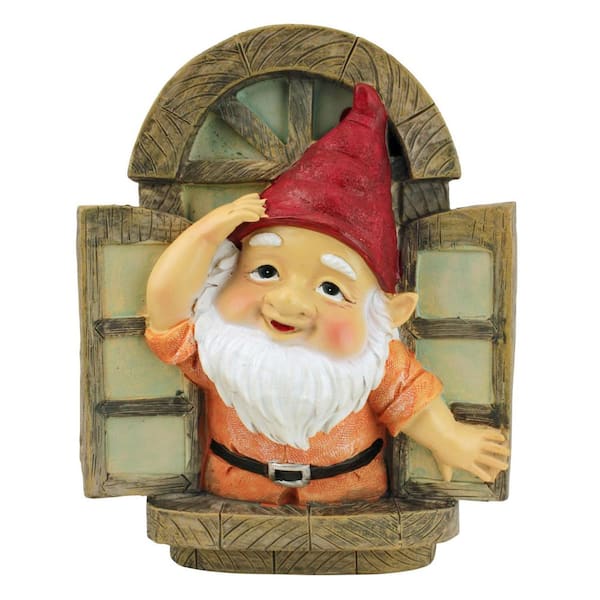 Design Toscano Knothole Window Gnome 9 in. H Polyresin Wall Plaque Sculpture