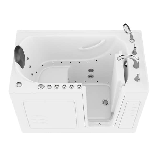 Universal Tubs Safe Premier Series 30 in. L x 52 in. W Right Side Drain Combination Jetted Bathtub in White with Microbubbles Jet