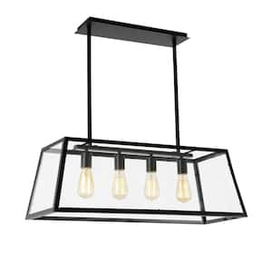 Morley 4-Light Black Chandelier with Clear Glass Shade