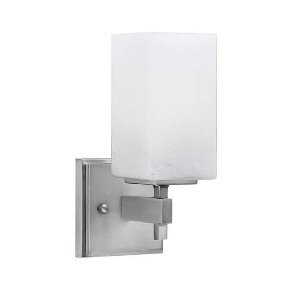 Unbranded Bridgewater 1 Light Graphite Wall Sconce with 3.5 in. Square White Marble Glass Shade, No Bulbs Included