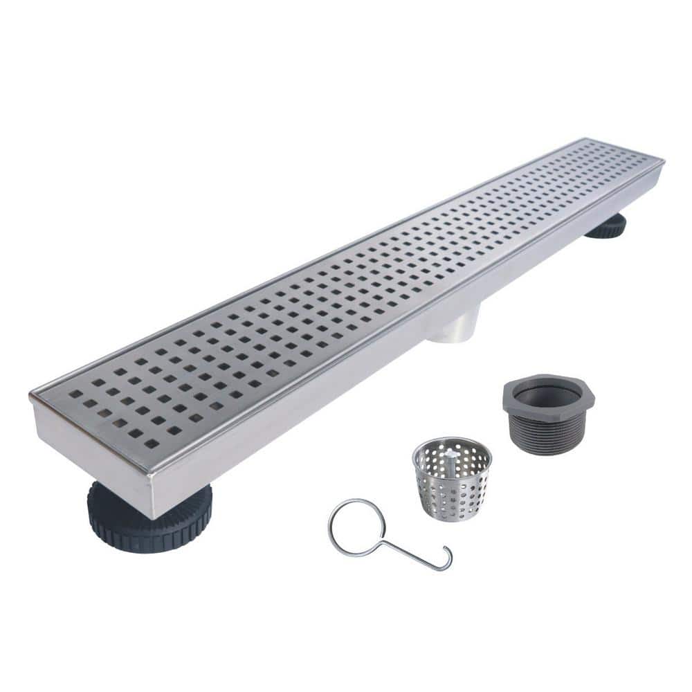 24 in. Stainless Steel Linear Shower Drain with Square Pattern Drain Cover price history on PriceWatchPro