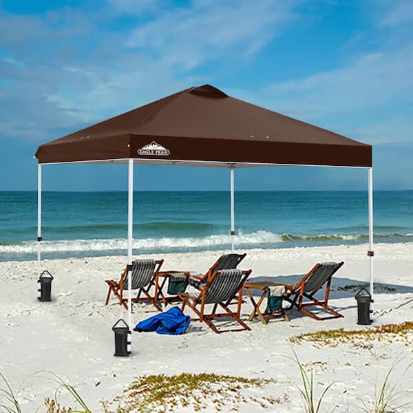EAGLE PEAK 10 ft. x 10 ft. Pop Up Canopy Tent Instant Outdoor Canopy with 4-Sand Bags