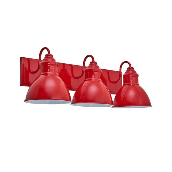 Modern Bathroom 26 in. 3 Light Red Finish Vanity Light