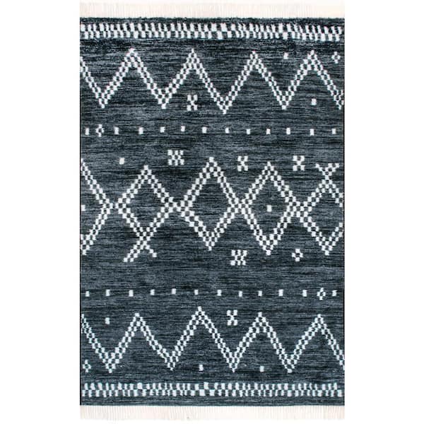 nuLOOM Tracy Moroccan Tassel Navy 9 ft. x 12 ft. Area Rug