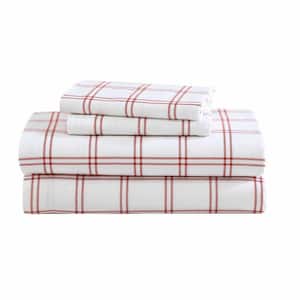 Poppy & Fritz Gingham Plaid 4-Piece Bright Pink Percale Cotton Queen Sheet  Set USHSA01194162 - The Home Depot