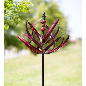 90 in. 2-Tier Crimson Lotus Metal Wind Spinner