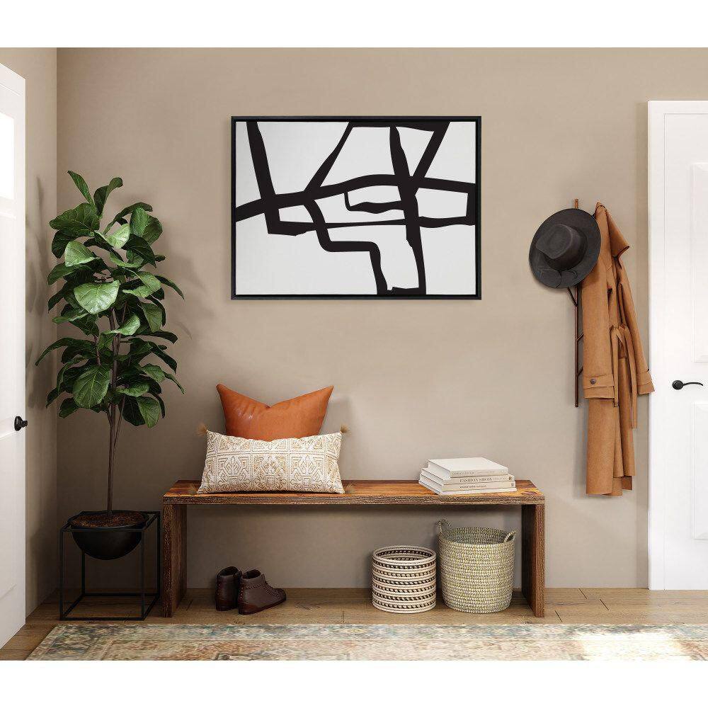 Sophisticated Black and White Abstract Canvas Wall Art, 28x38
