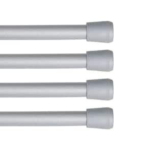 Fast Fit No Tools 28 in. - 48 in. Adjustable Spring Tension Curtain Rod, 7/16 in. Dia. in Pewter Gray, Set of 4
