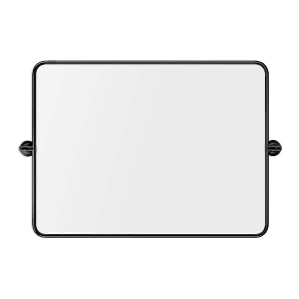 30 in. W x 40 in. H Classic Rectangular Metal Frame Black Adjustable Vanity Mirror/Bathroom Mirror