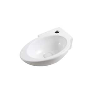 Left-Facing Oval Basin Vessel Sink in White