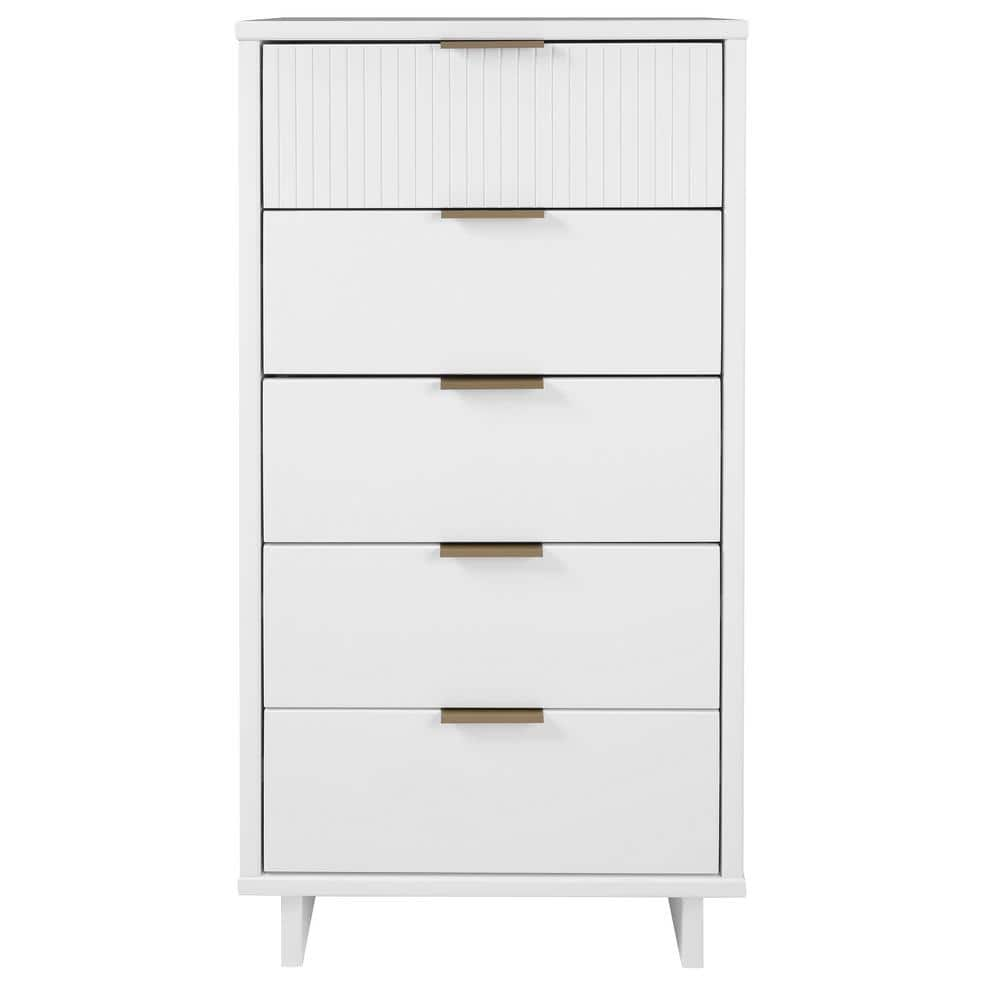 Manhattan Comfort Granville White 5Drawer 23.62 in. Wide Narrow