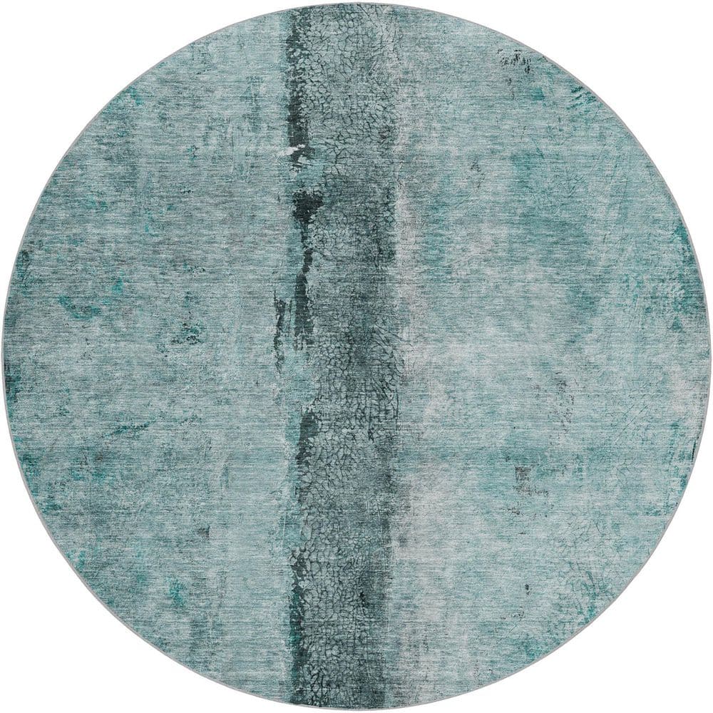 Dream Shag Premium Machine Washable Abstract ADS605 Teal 8 ft. x 8 ft. Round Rug price history on PriceWatchPro
