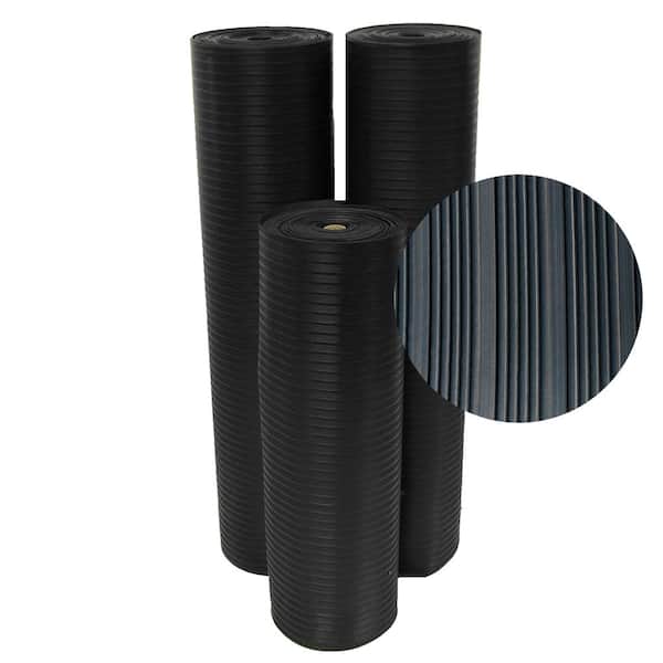 Rubber-Cal Corrugated Composite Rib 4 ft. x 15 ft. Black Rubber Flooring (60 sq. ft.)