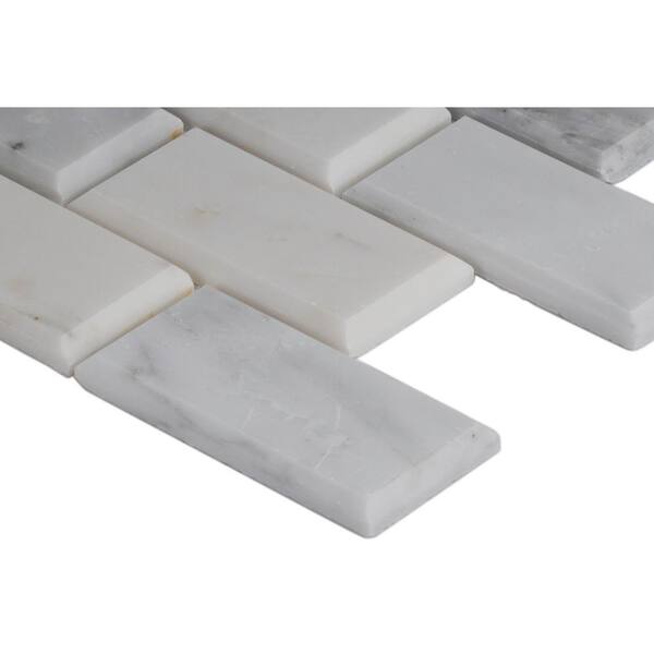 MSI Greecian White Beveled 12 in. x 12 in. x 10 mm Polished Marble Mesh-Mounted Mosaic Tile (1 sq. ft.)