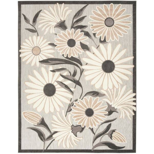 Aloha Beige 8 ft. x 11 ft. Botanical Contemporary Indoor Outdoor Area Rug