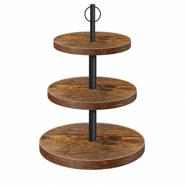 3-Tier Brown Wooden Cupcake Stand for 50 Cupcakes, Wood Cupcake Tower Cake Stand Tiered Tray Stand for Wedding Birthday